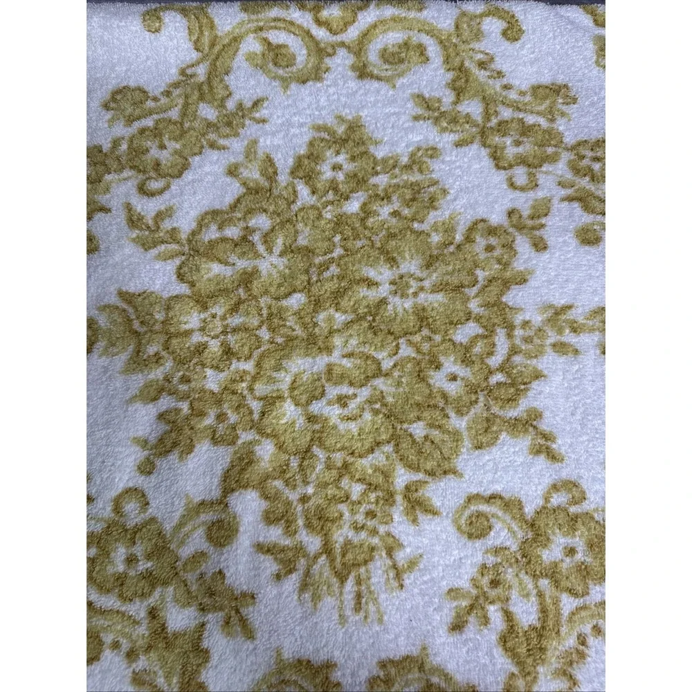 Cannon VTG Floral Fold‎ & White Fringe Towel Set Hand Bath USA Cotton